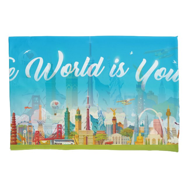 World Landmarks: Travel Vintage Set Pillow Case (Front)