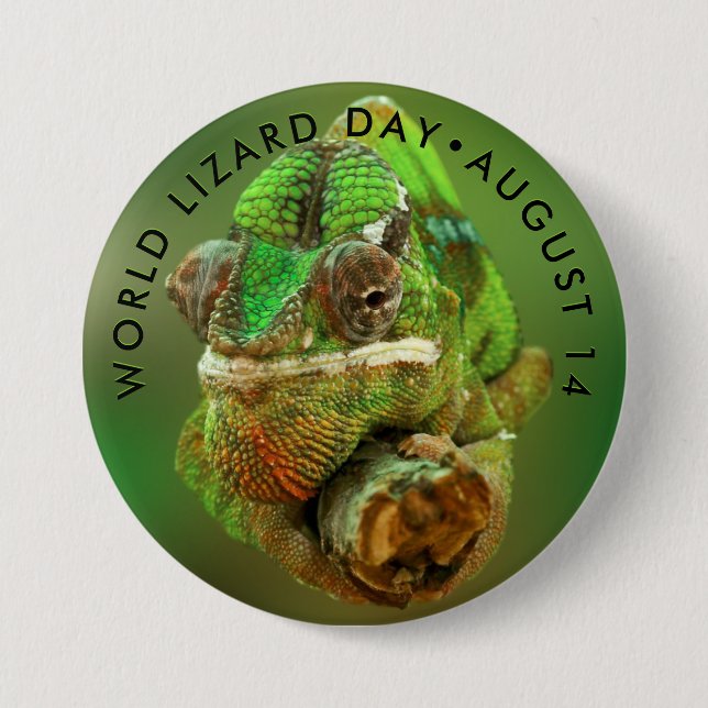World Lizard Day, chameleon Button (Front)