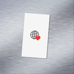 World Love Globe Icon   Heart Earth Summer Design Business Card Magnet