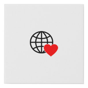 World Love Globe Icon   Heart Earth Summer Design Faux Canvas Print