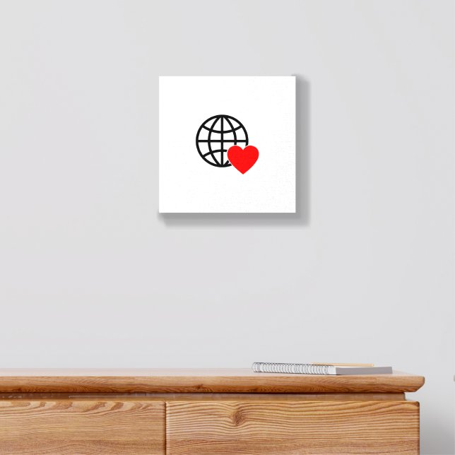 World Love Globe Icon | Heart Earth Summer Design Foam Core Photo Tile (Dresser)