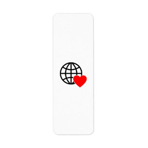 World Love Globe Icon   Heart Earth Summer Design Label