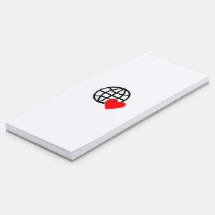 World Love Globe Icon   Heart Earth Summer Design Magnetic Notepad