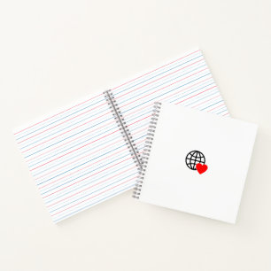 World Love Globe Icon   Heart Earth Summer Design Notebook
