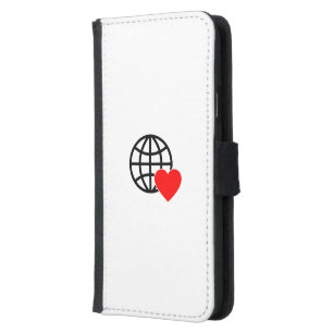 World Love Globe Icon   Heart Earth Summer Design Samsung Galaxy S5 Wallet Case