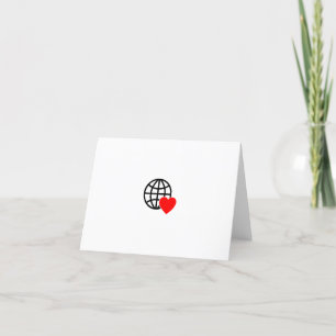 World Love Globe Icon   Heart Earth Summer Design Thank You Card