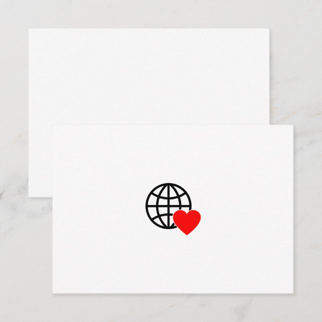 World Love Globe Icon | Heart Earth Summer Design Thank You Card (Front/Back)