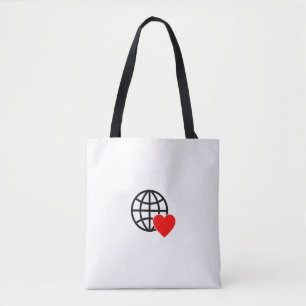 World Love Globe Icon   Heart Earth Summer Design Tote Bag