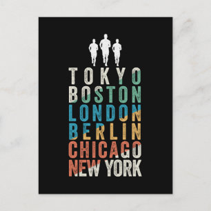 World Major Marathon Cities Holiday Postcard