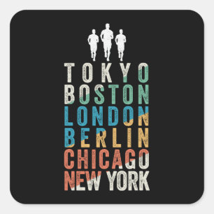 World Major Marathon Cities Square Sticker