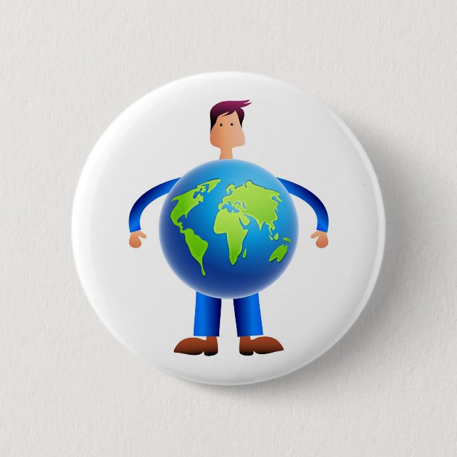 World Man Button (Front)