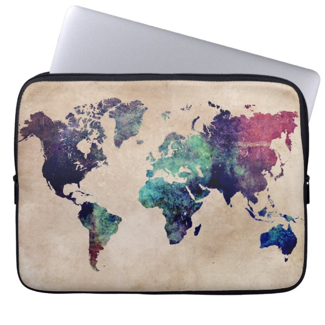 world map 10 laptop sleeve (Front)