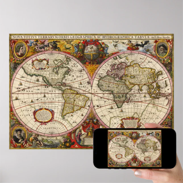 World Map 1630 Poster | Zazzle