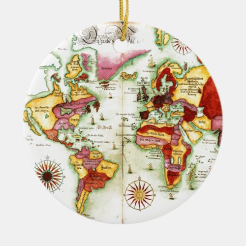 World Map 1675 Ceramic Ornament