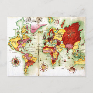 World Map 1675 Postcard
