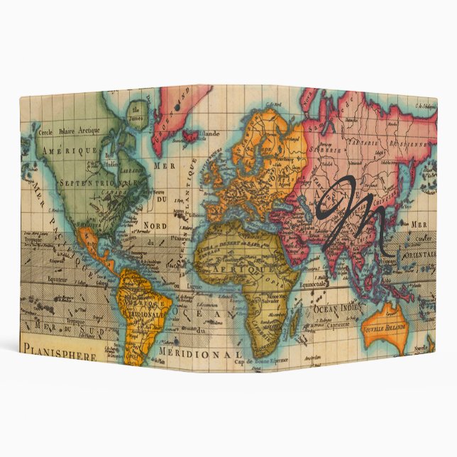 World Map 1700s Antique Continents  Binder (Background)