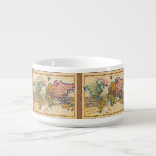 World Map 1700s Antique Continents  Bowl