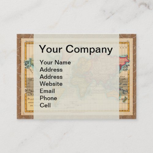 World Map 1700s Antique Continents  Business Card