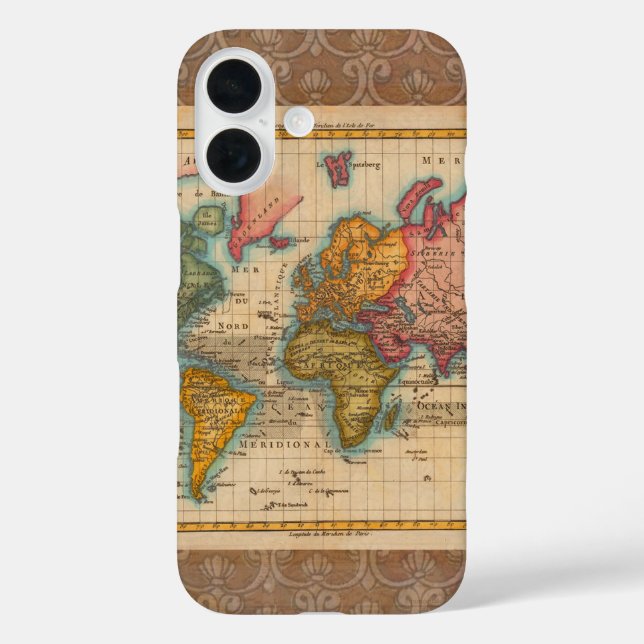 World Map 1700s Antique Continents  Case-Mate iPhone Case (Back)