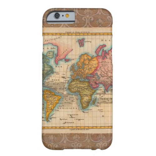 World Map 1700s Antique Continents  Barely There iPhone 6 Case