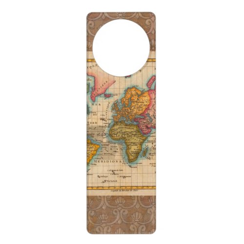 World Map 1700s Antique Continents  Door Hanger