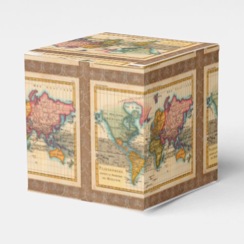 World Map 1700s Antique Continents  Favor Boxes