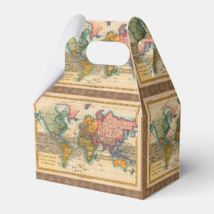 World Map 1700s Antique Continents  Favor Boxes