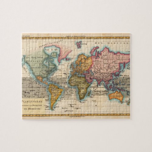 World Map 1700s Antique Continents  Jigsaw Puzzle