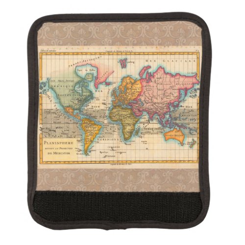 World Map 1700s Antique Continents  Luggage Handle Wrap