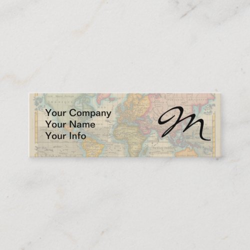 World Map 1700s Antique Continents  Mini Business Card