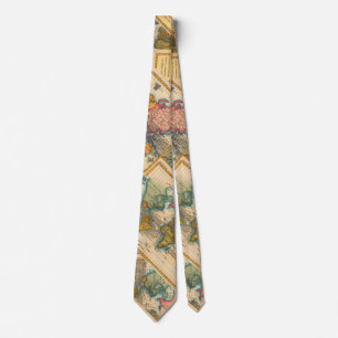 World Map 1700s Antique Continents Neck Tie