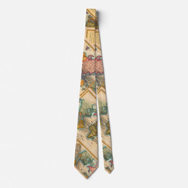 World Map 1700s Antique Continents  Neck Tie (Front)