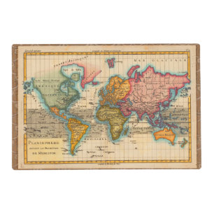 World Map 1700s Antique Continents Placemat