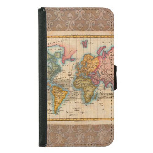 World Map 1700s Antique Continents  Wallet Phone Case For Samsung Galaxy S5