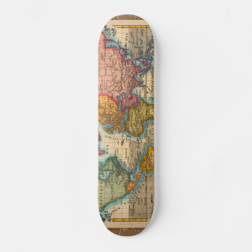 World Map 1700s Antique Continents  Skateboard