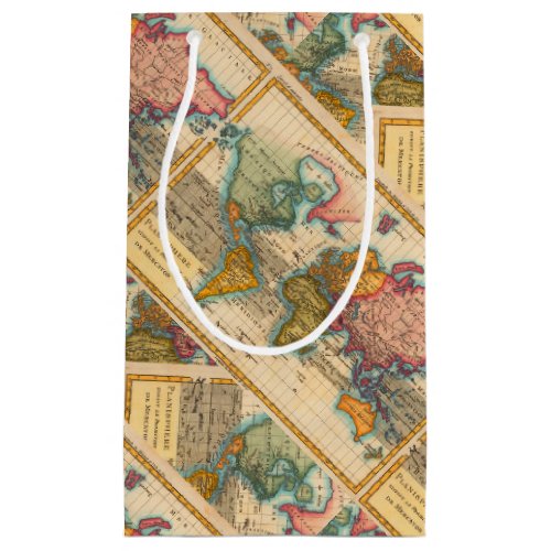 World Map 1700s Antique Continents  Small Gift Bag