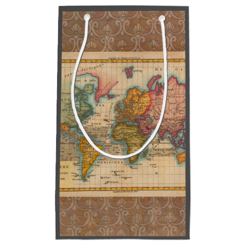 World Map 1700s Antique Continents  Small Gift Bag