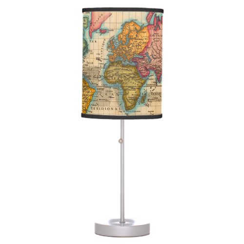 World Map 1700s Antique Continents  Table Lamp