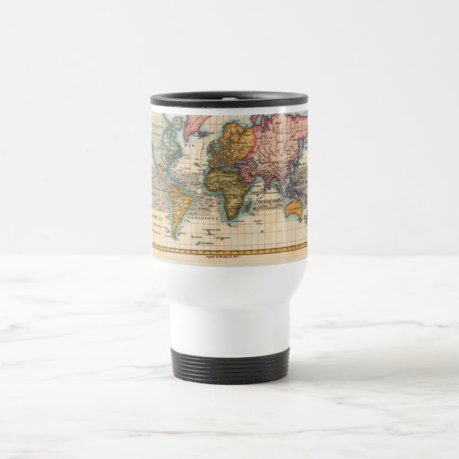 World Map 1700s Antique Continents  Travel Mug (Center)