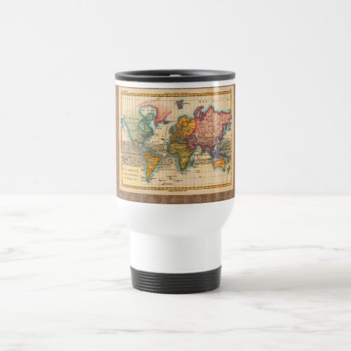 World Map 1700s Antique Continents  Travel Mug