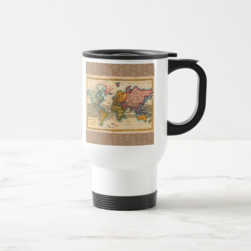 World Map 1700s Antique Continents  Travel Mug