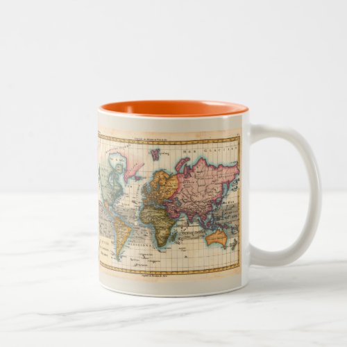 World Map 1700s Antique Continents  Two_Tone Coffee Mug