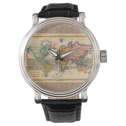 World Map 1700s Antique Continents  Watch