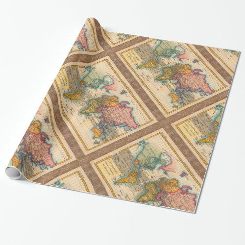 World Map 1700s Antique Continents  Wrapping Paper