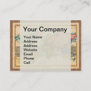World Map 1780 Bonne Antique Planisphere Business Card
