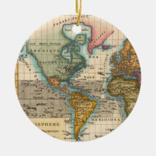 World Map 1780 Bonne Antique Planisphere Ceramic Ornament
