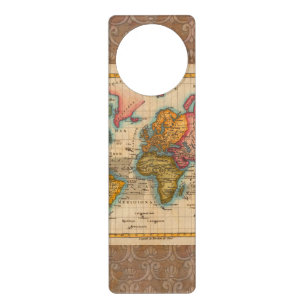 World Map 1780 Bonne Antique Planisphere Door Hanger