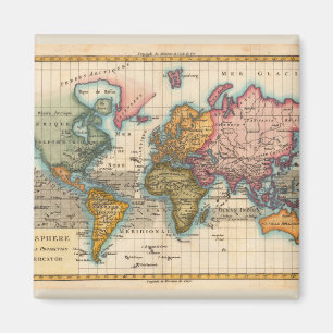 World Map 1780 Bonne Antique Planisphere Magnet