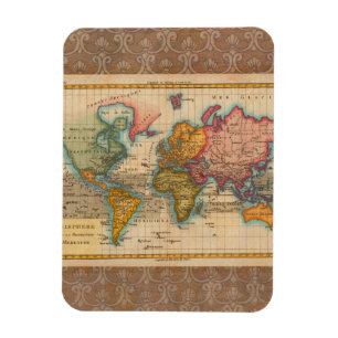 World Map 1780 Bonne Antique Planisphere  Magnet
