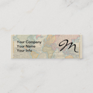 World Map 1780 Bonne Antique Planisphere Mini Business Card